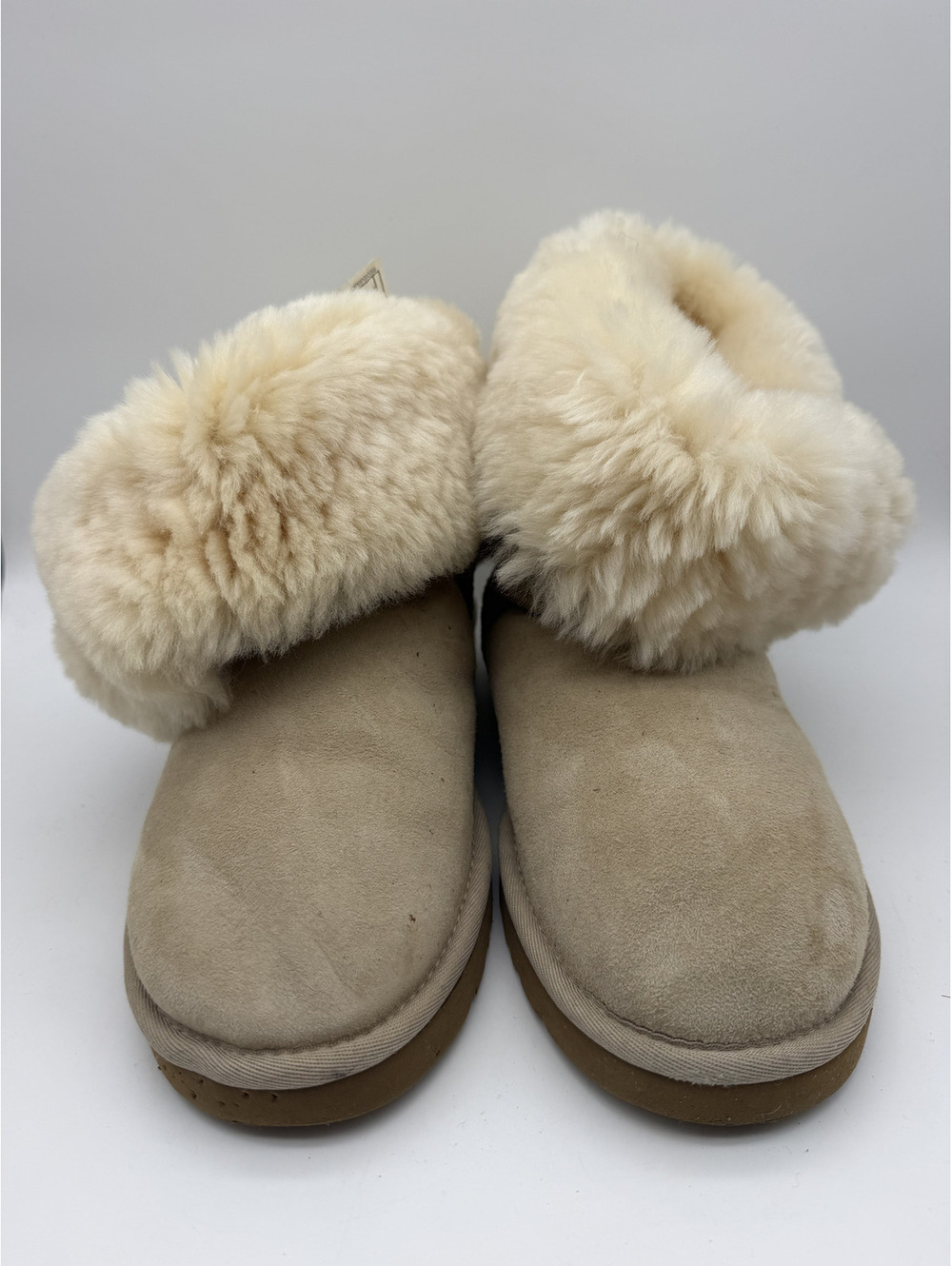 UGG Australia Women's Shearling Fold-Over Boots Size 8 Beige